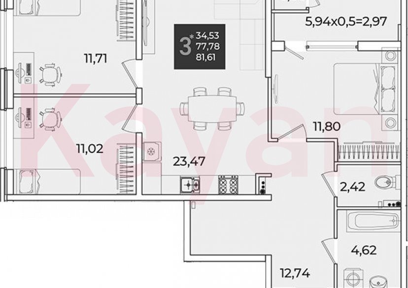 Продажа 3-комн. квартиры, 77.78 кв.м фото 0