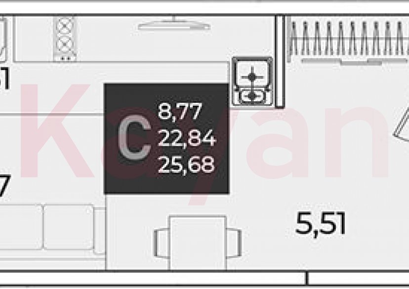 Продажа студии, 22.84 кв.м фото 0 Продажа студии, 22.84 кв.м фото 0