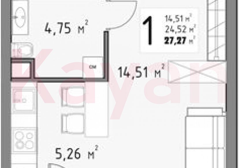 Продажа студии, 24.52 кв.м фото 0