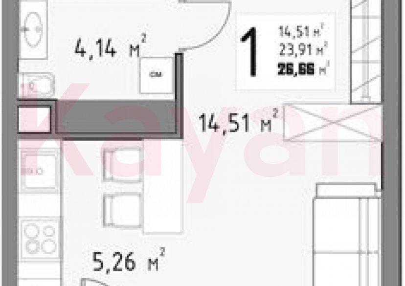 Продажа студии, 23.91 кв.м фото 0