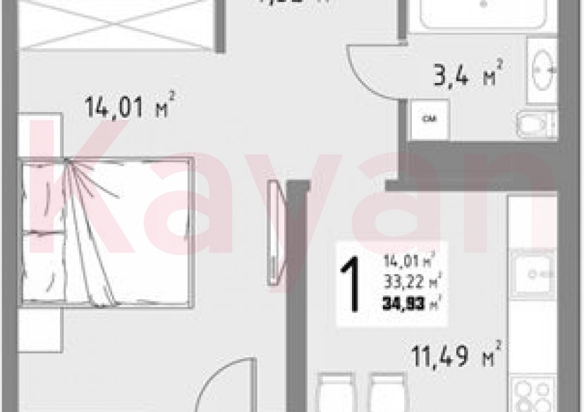 Продажа 1-комн. квартиры, 33.22 кв.м фото 0