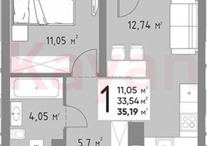 Продажа 1-комн. квартиры, 33.54 кв.м фото 0
