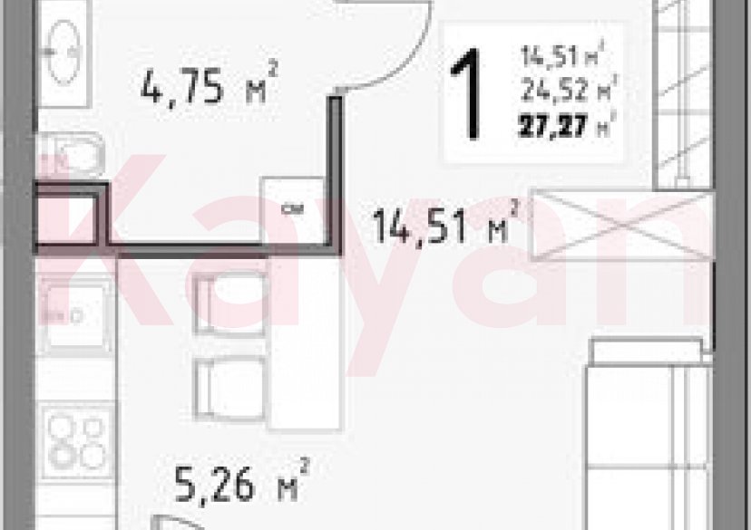 Продажа студии, 24.52 кв.м фото 0