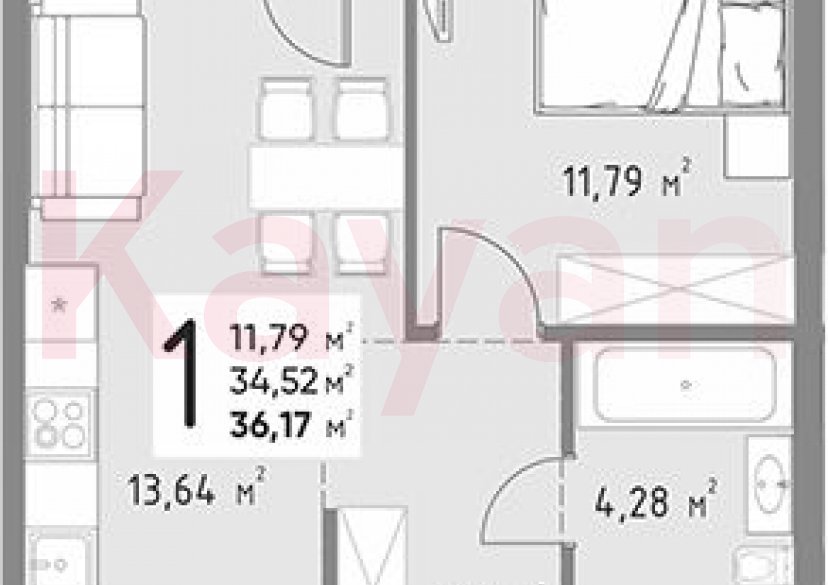 Продажа 1-комн. квартиры, 34.52 кв.м фото 0