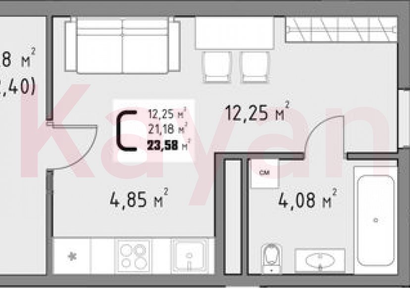 Продажа студии, 21.18 кв.м фото 0