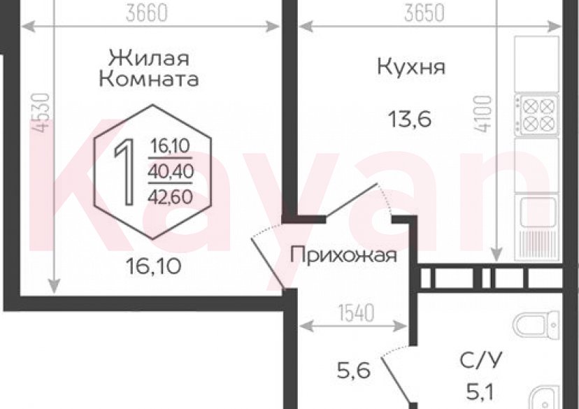 Продажа 1-комн. квартиры, 41.5 кв.м фото 0