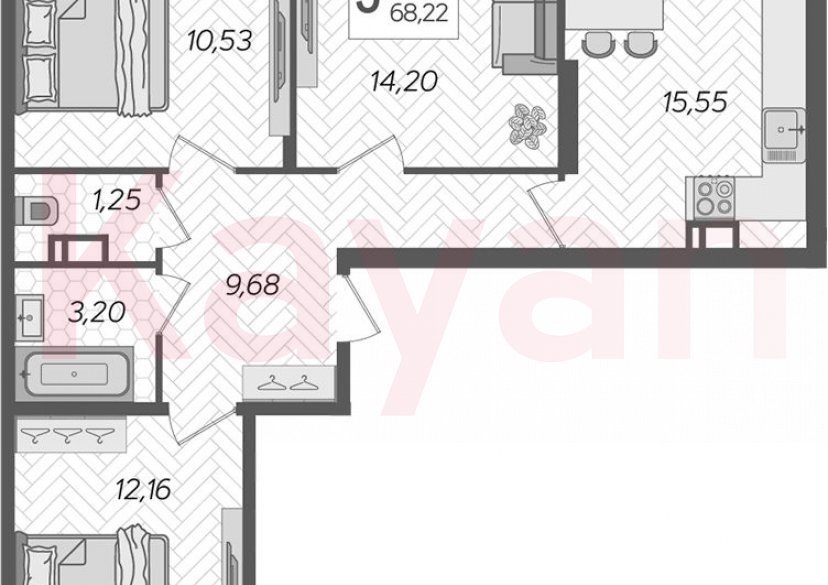Продажа 3-комн. квартиры, 66.57 кв.м фото 0