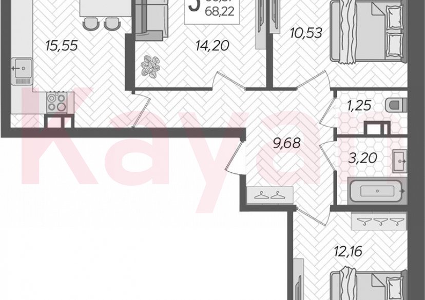 Продажа 3-комн. квартиры, 66.57 кв.м фото 0