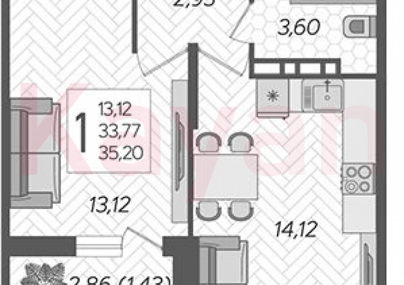 Продажа 1-комн. квартиры, 33.77 кв.м фото 0