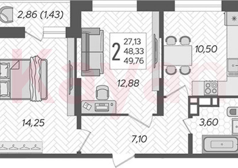 Продажа 2-комн. квартиры, 48.33 кв.м фото 0 Продажа 2-комн. квартиры, 48.33 кв.м фото 0