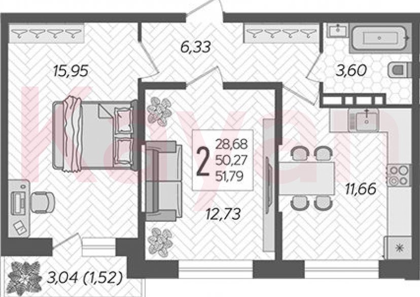 Продажа 2-комн. квартиры, 50.27 кв.м фото 0