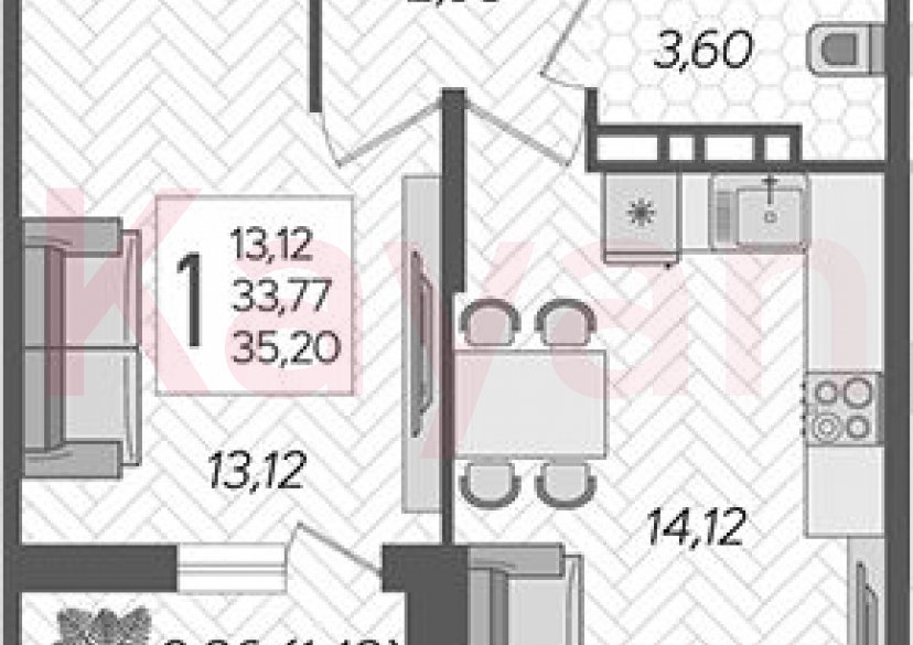 Продажа 1-комн. квартиры, 33.77 кв.м фото 0 Продажа 1-комн. квартиры, 33.77 кв.м фото 0