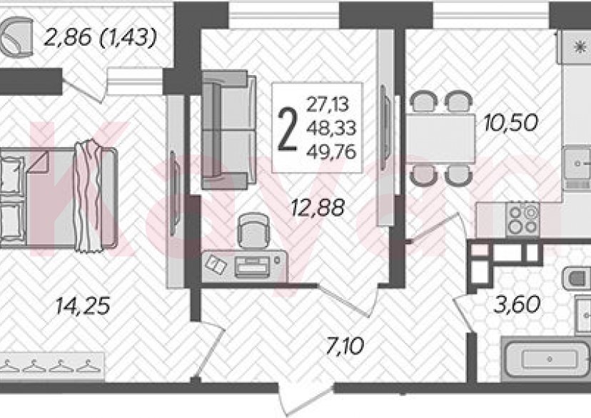 Продажа 2-комн. квартиры, 48.33 кв.м фото 0