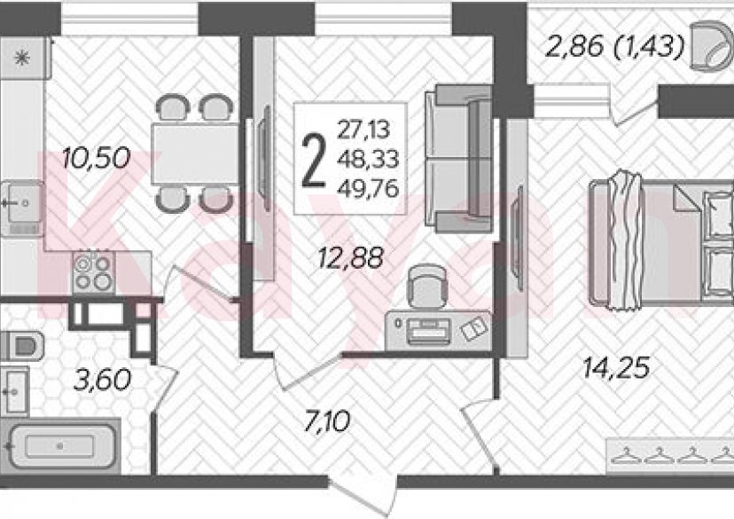 Продажа 2-комн. квартиры, 48.33 кв.м фото 0