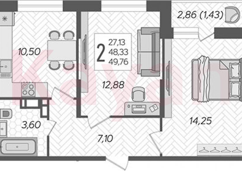 Продажа 2-комн. квартиры, 48.33 кв.м фото 0