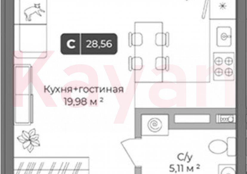 Продажа студии, 26.94 кв.м фото 0 Продажа студии, 26.94 кв.м фото 0