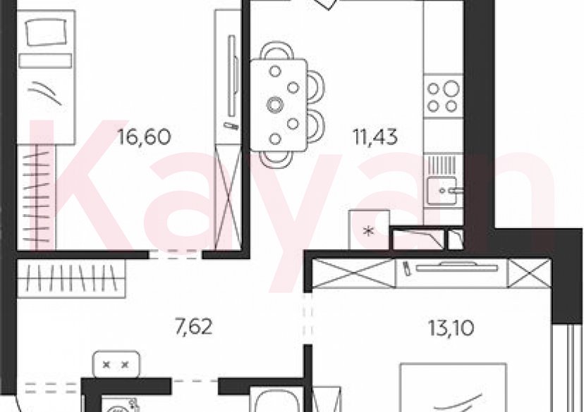 Продажа 2-комн. квартиры, 53.38 кв.м фото 0