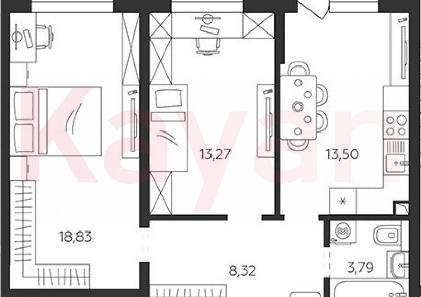 Продажа 2-комн. квартиры, 57.71 кв.м фото 0