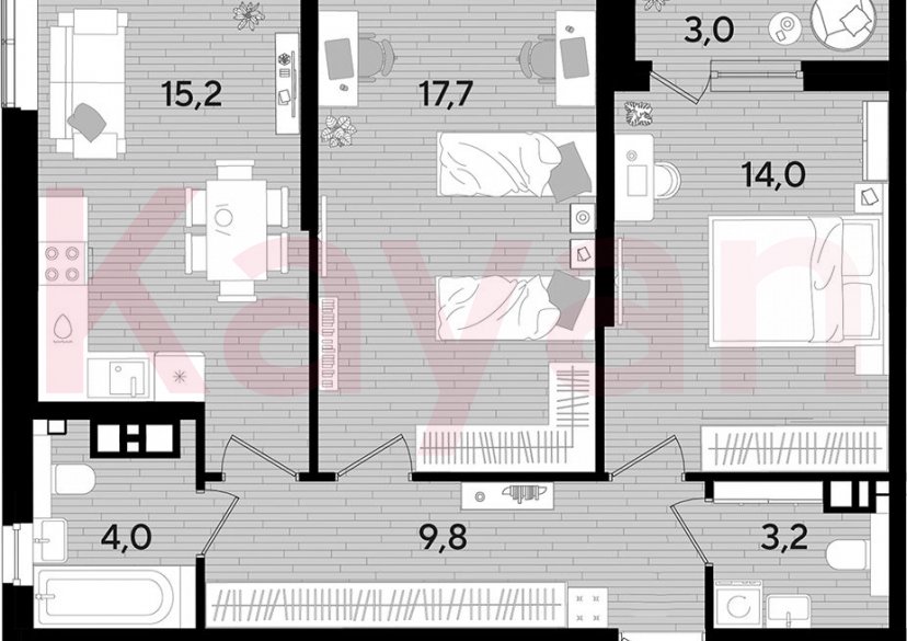Продажа 2-комн. квартиры, 63.9 кв.м фото 0
