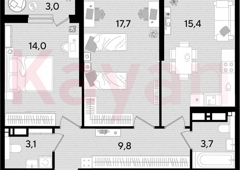 Продажа 2-комн. квартиры, 63.7 кв.м фото 0