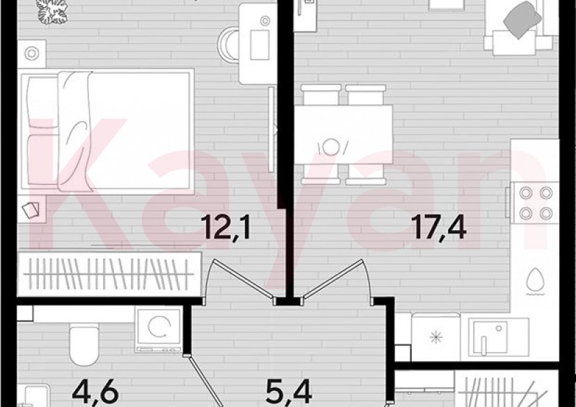 Продажа 1-комн. квартиры, 42.5 кв.м фото 0 Продажа 1-комн. квартиры, 42.5 кв.м фото 0