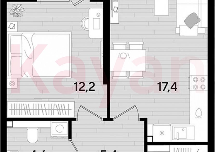Продажа 1-комн. квартиры, 42.6 кв.м фото 0