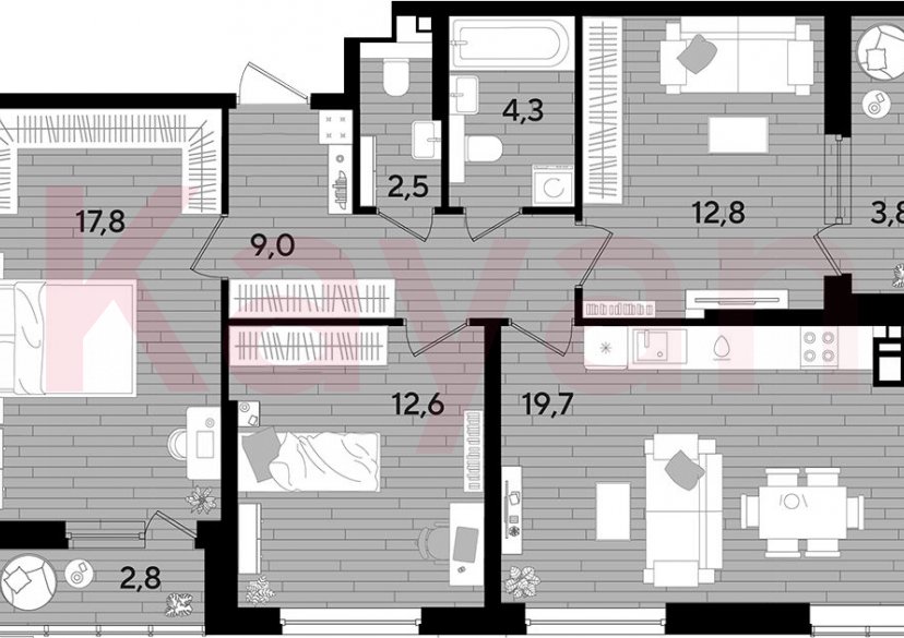 Продажа 3-комн. квартиры, 78.7 кв.м фото 0