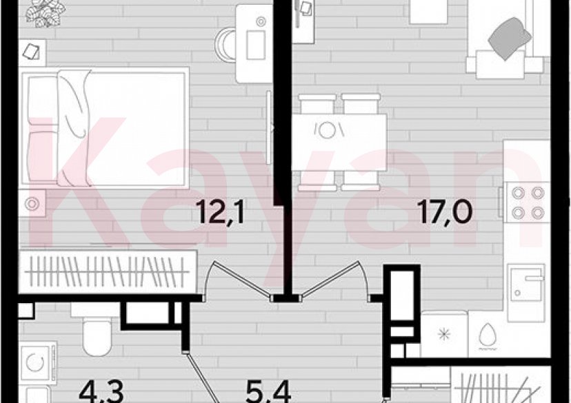 Продажа 1-комн. квартиры, 41.8 кв.м фото 0