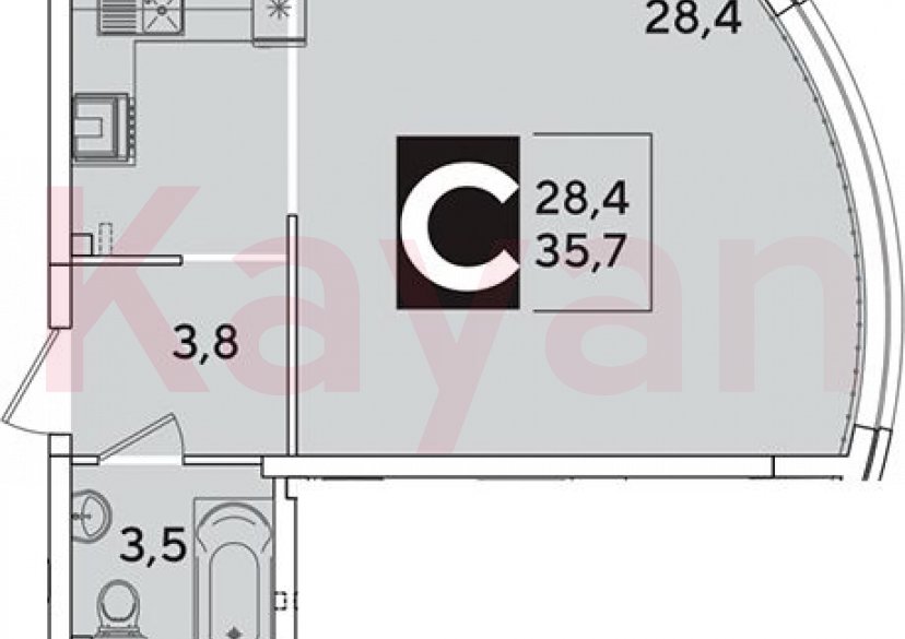 Продажа студии, 35.5 кв.м фото 0