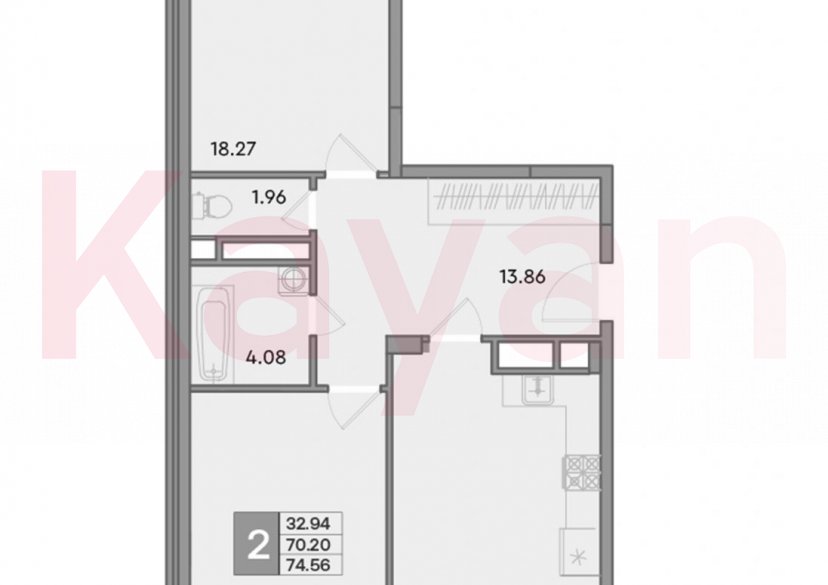 Продажа 2-комн. квартиры, 70.2 кв.м фото 0