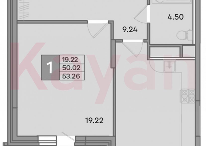 Продажа 1-комн. квартиры, 50.02 кв.м фото 0