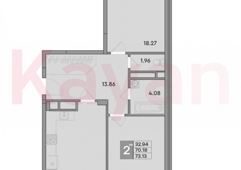 Продажа 2-комн. квартиры, 70.18 кв.м фото 0