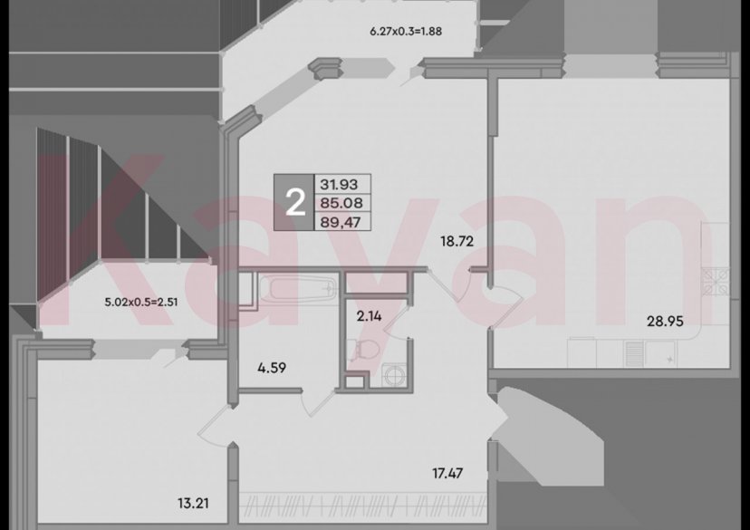 Продажа 2-комн. квартиры, 85.08 кв.м фото 0