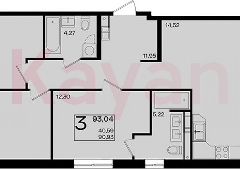 Продажа 4-комн. квартиры, 90.93 кв.м фото 0