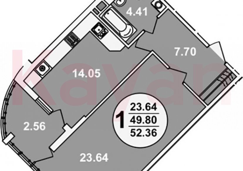 Продажа 1-комн. квартиры, 49.8 кв.м фото 0