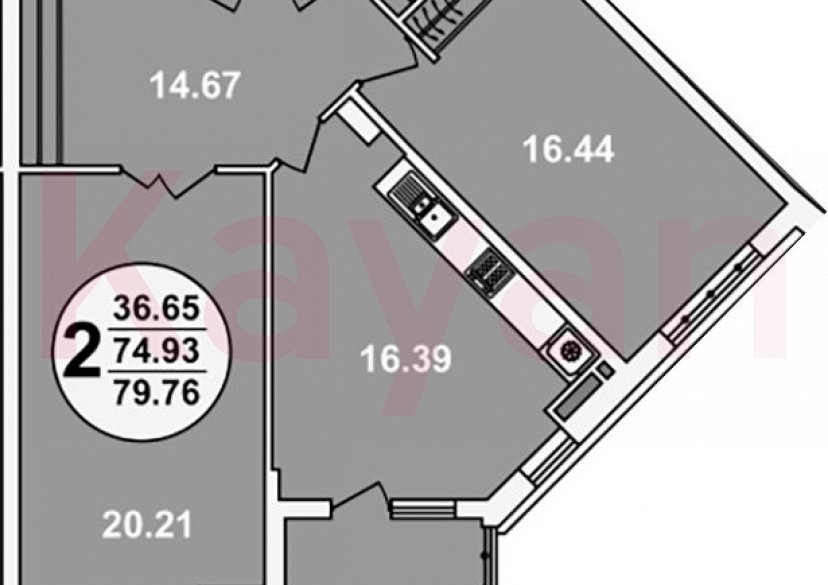 Продажа 2-комн. квартиры, 74.93 кв.м фото 0