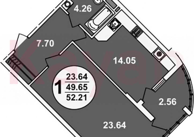 Продажа 1-комн. квартиры, 49.65 кв.м фото 0