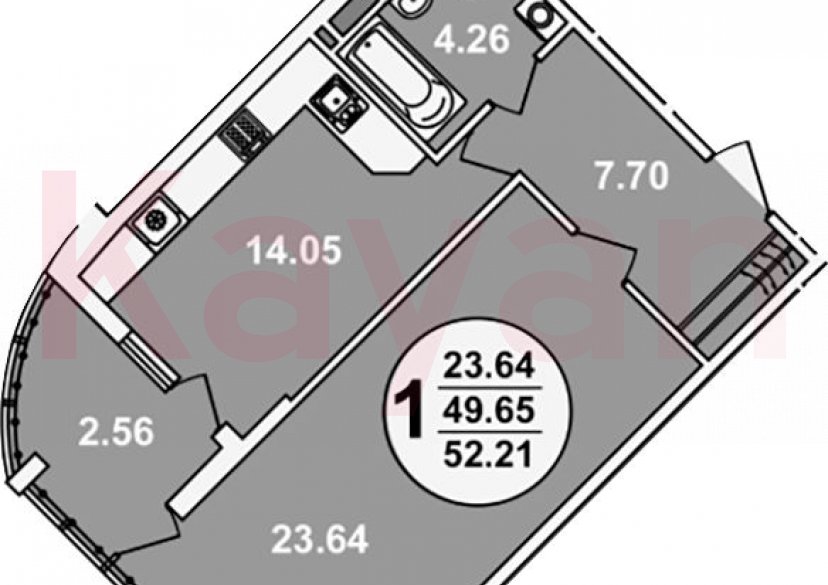 Продажа 1-комн. квартиры, 49.65 кв.м фото 0