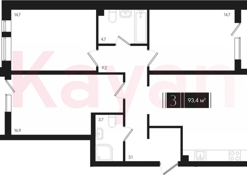 Продажа 3-комн. квартиры, 90.15 кв.м фото 0