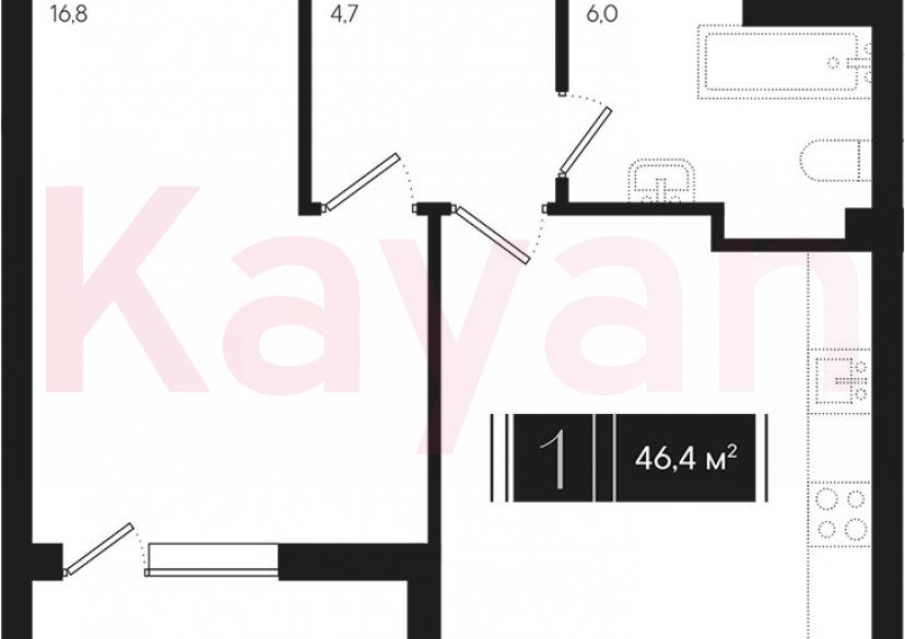 Продажа 1-комн. квартиры, 44.65 кв.м фото 0