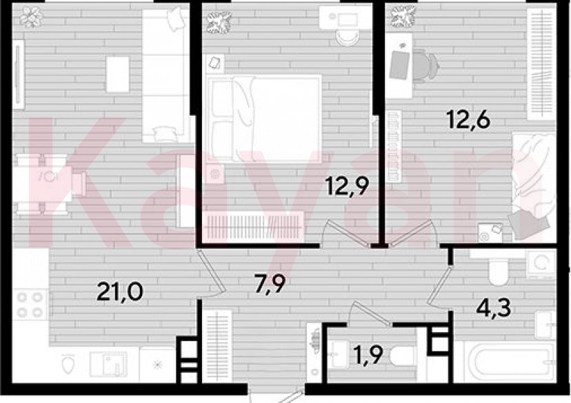 Продажа 2-комн. квартиры, 60.6 кв.м фото 0 Продажа 2-комн. квартиры, 60.6 кв.м фото 0