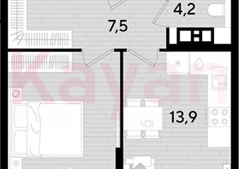 Продажа 1-комн. квартиры, 42.9 кв.м фото 0
