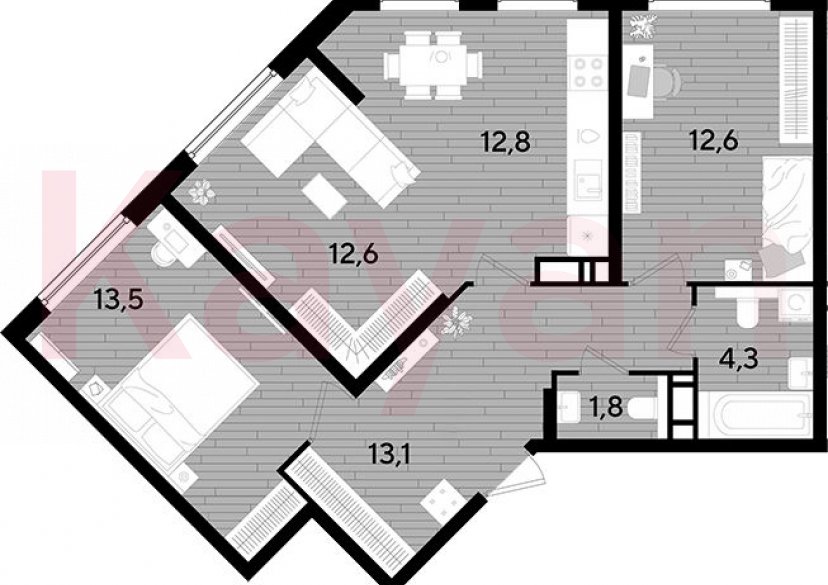Продажа 3-комн. квартиры, 70.7 кв.м фото 0