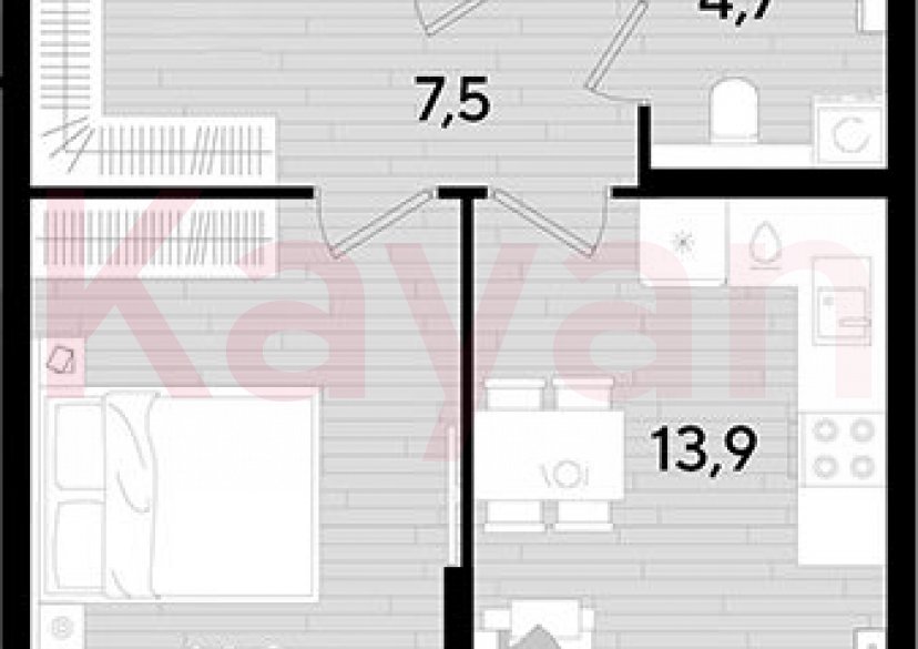 Продажа 1-комн. квартиры, 43.4 кв.м фото 0