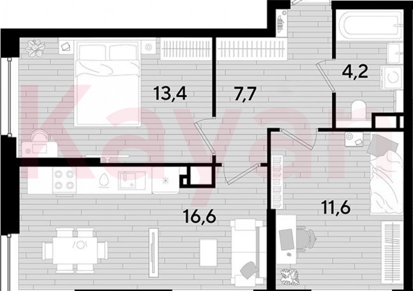 Продажа 2-комн. квартиры, 53.5 кв.м фото 0