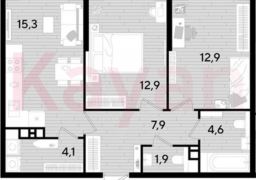 Продажа 2-комн. квартиры, 59.6 кв.м фото 0