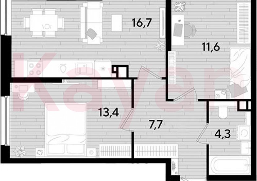 Продажа 2-комн. квартиры, 53.7 кв.м фото 0 Продажа 2-комн. квартиры, 53.7 кв.м фото 0