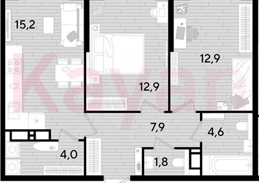 Продажа 2-комн. квартиры, 59.3 кв.м фото 0 Продажа 2-комн. квартиры, 59.3 кв.м фото 0