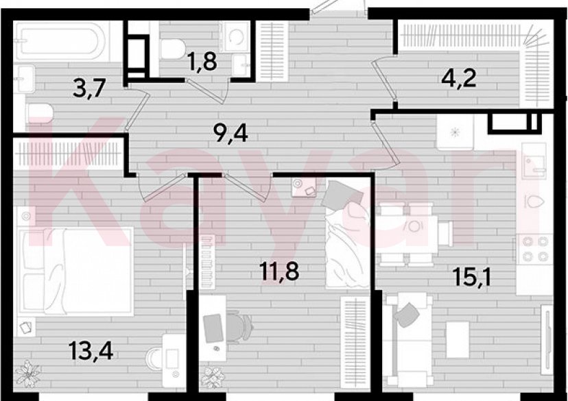 Продажа 2-комн. квартиры, 59.4 кв.м фото 0 Продажа 2-комн. квартиры, 59.4 кв.м фото 0