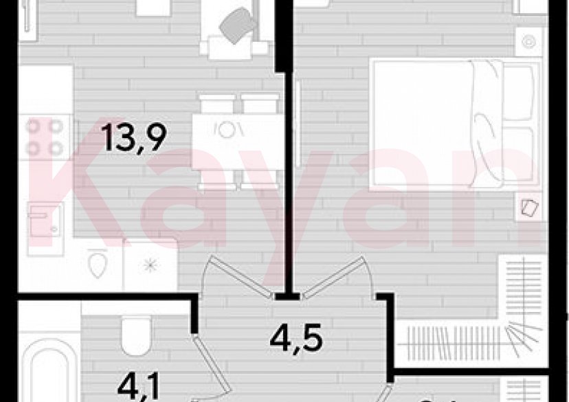 Продажа 1-комн. квартиры, 39.8 кв.м фото 0